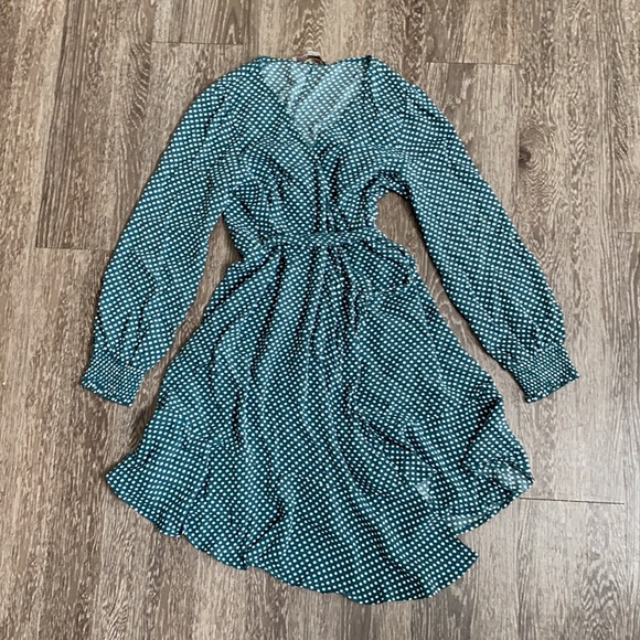 LOFT Green Polka Dot Wrap Dress - Picture 5 of 6